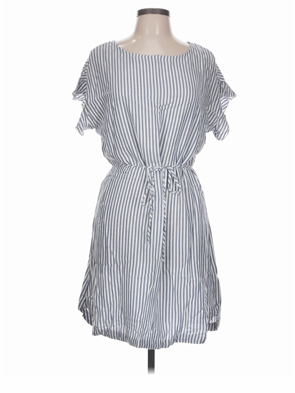 Beach lunch lounge Women’s Blue and White Striped Tie-Back Dress